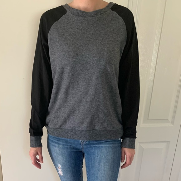 Heather Grey top with black semi-transparent arms - Picture 4 of 4